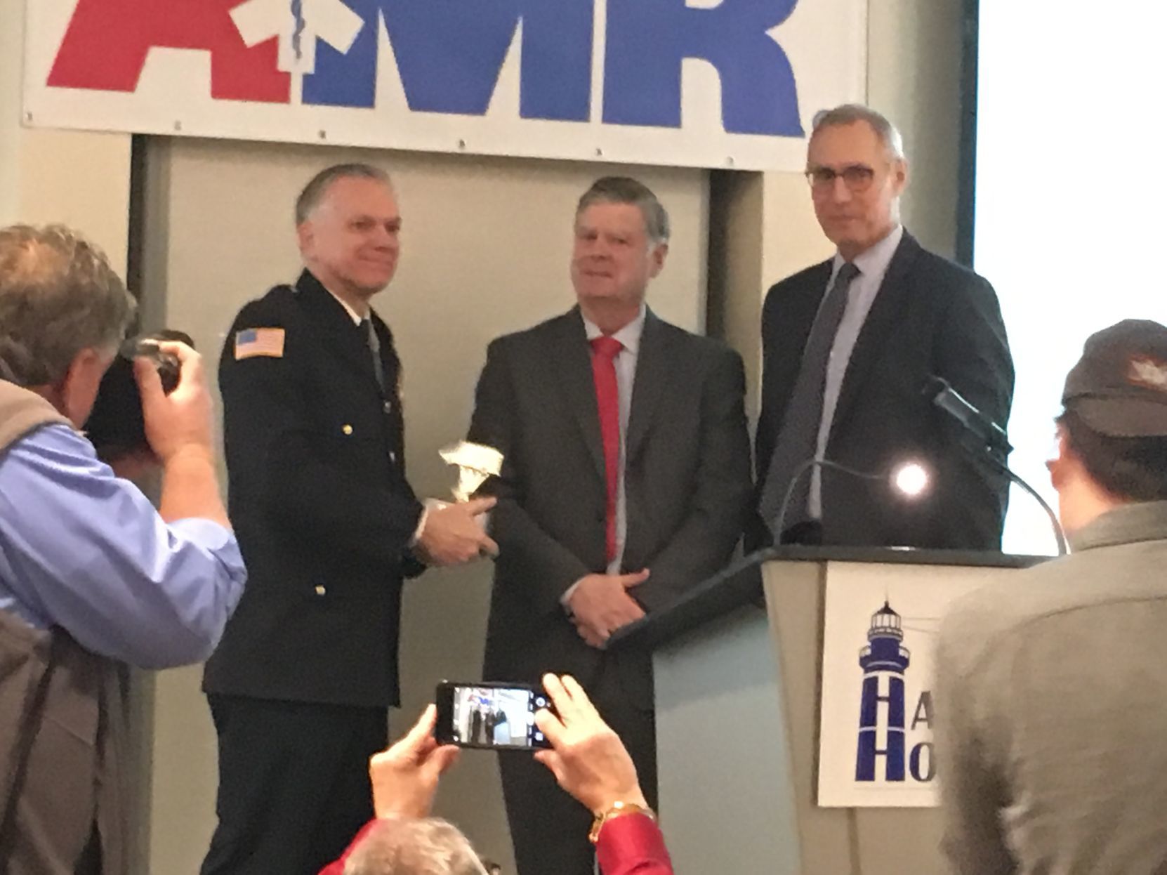 Chris Stawacz honored at first responders breakfast in Nashua
